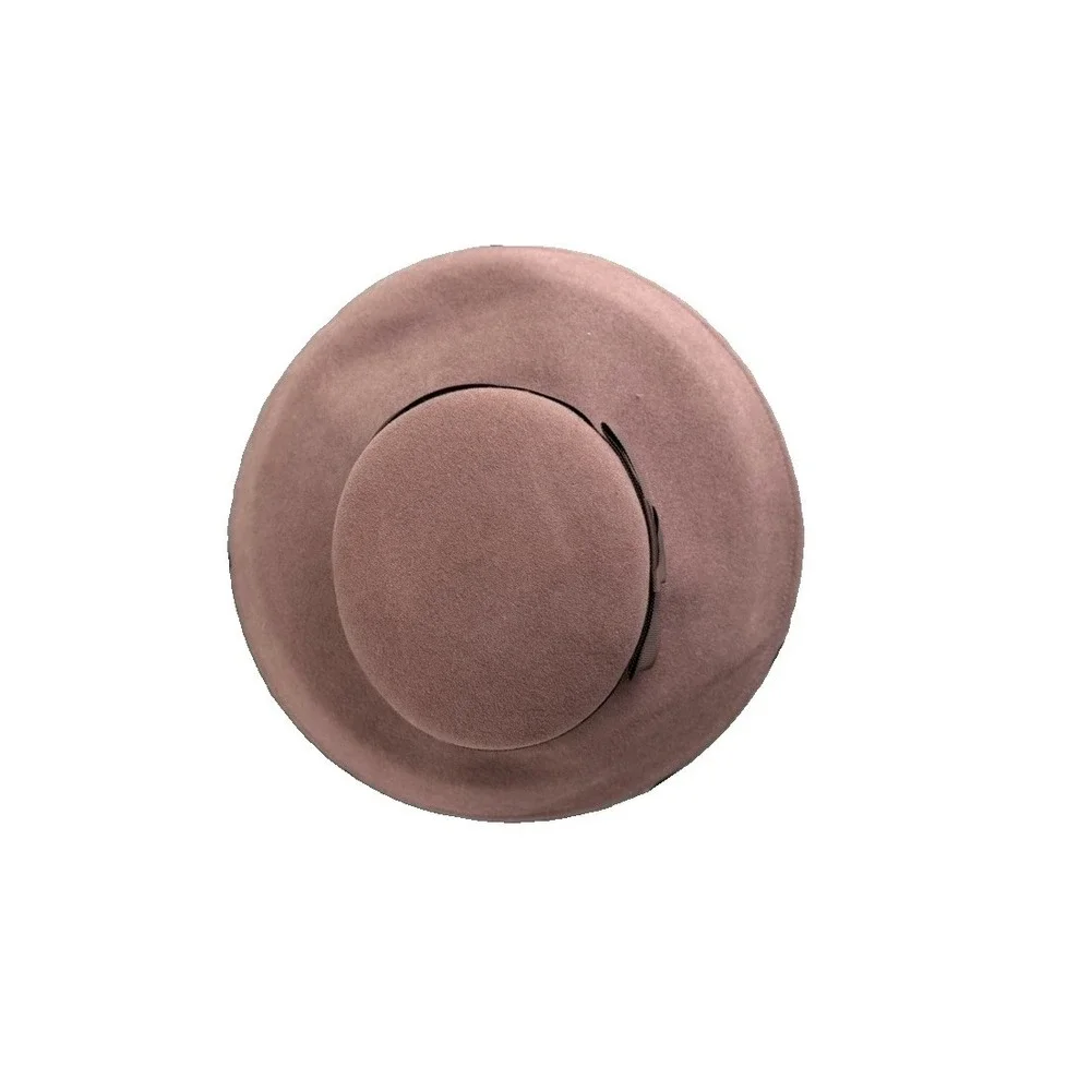 Vintage Doeskin Felt 100% Wool Hat with Ribbon Chocolate Brown New York Rare